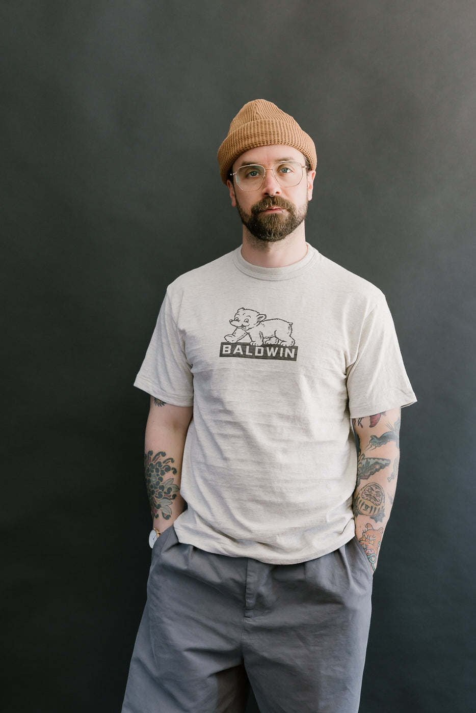 Lot 4601 - Baldwin Print T-Shirt - Oatmeal, Black