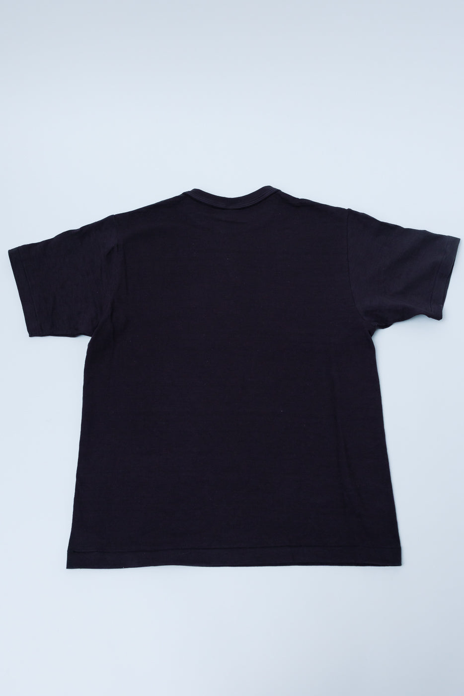Warehouse & Co. Lot 4601 black slubby cotton t-shirt flat lay, back view, short sleeves