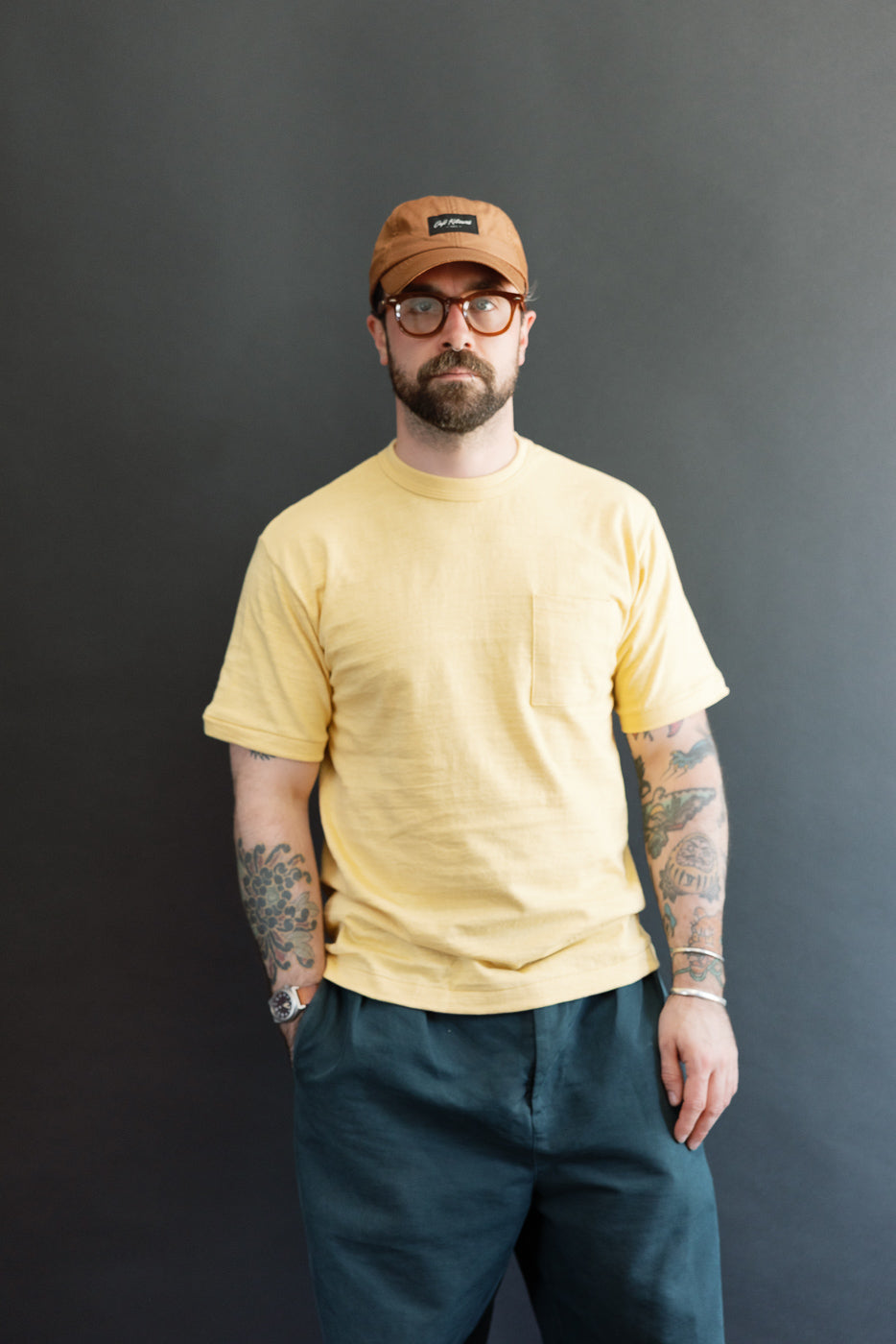 Full body front view of a male model (5'9