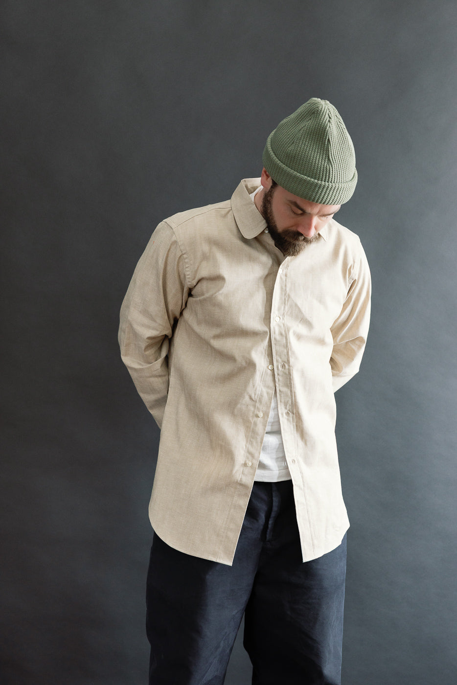 Full body, front view of male model 5'9