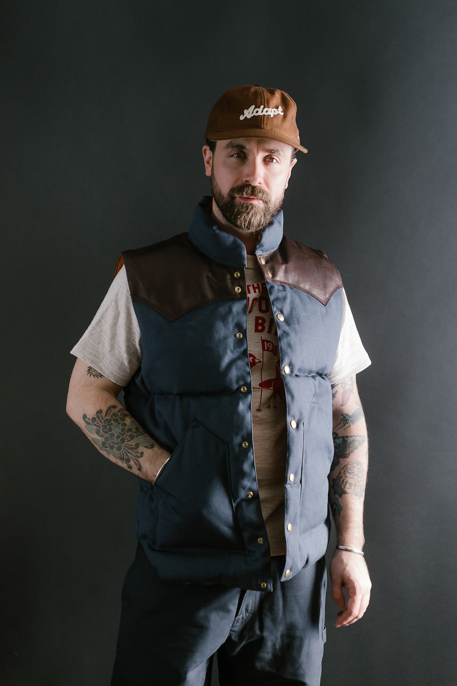 Lot 2223 - Rocky Mountain x Warehouse Canvas Down Vest - Navy