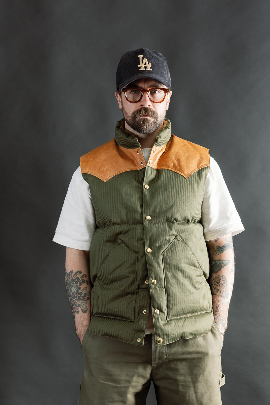 Lot 2236 - Rocky Mountain x Warehouse HBT Down Vest - OD Green | Dant