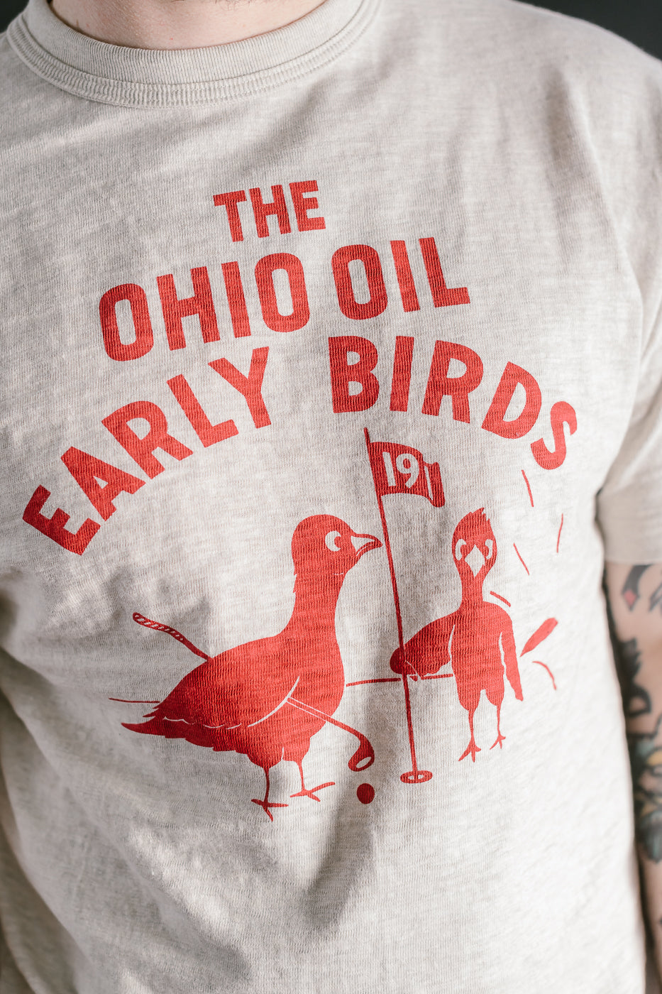 Lot 4601 - Early Bird Print T-Shirt - Oatmeal, Red