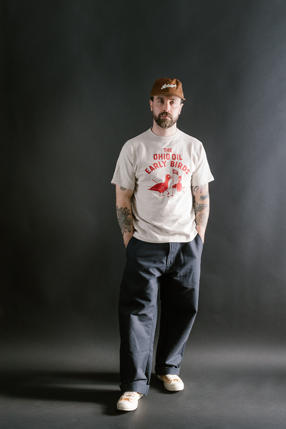 Lot 4601 - Early Bird Print T-Shirt - Oatmeal, Red