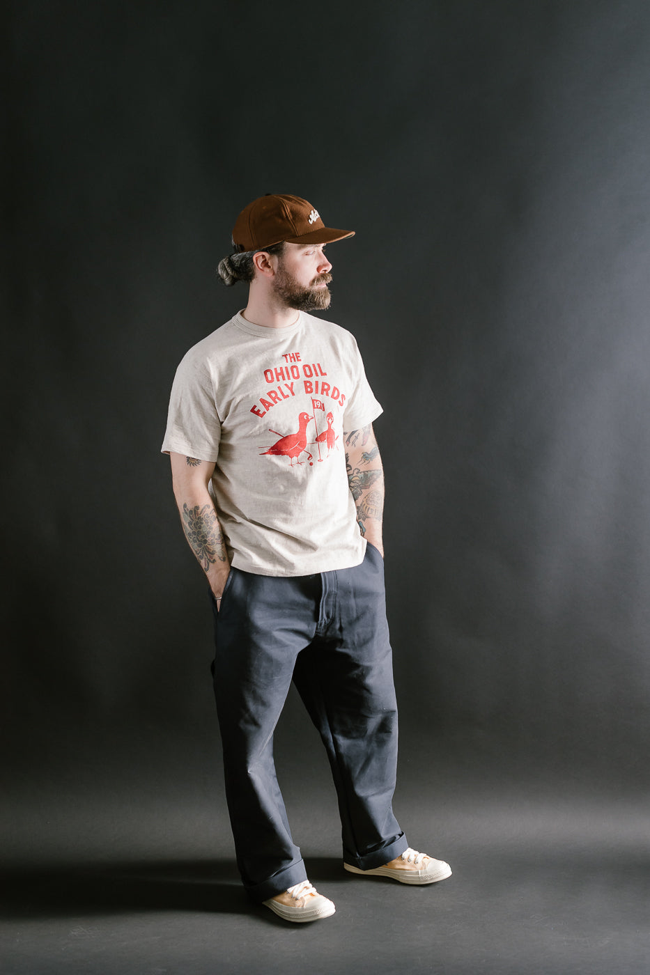 Lot 4601 - Early Bird Print T-Shirt - Oatmeal, Red