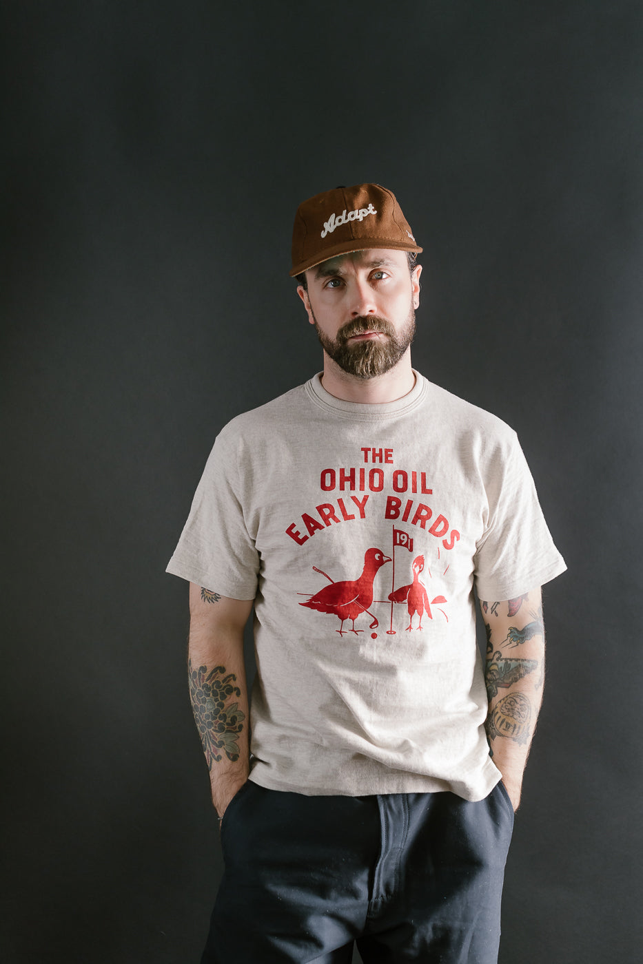 Lot 4601 - Early Bird Print T-Shirt - Oatmeal, Red