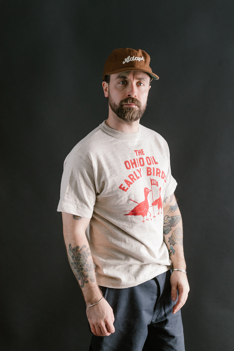 Lot 4601 - Early Bird Print T-Shirt - Oatmeal, Red