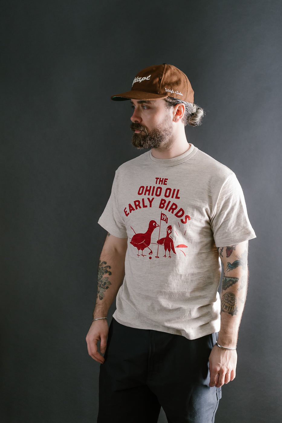 Lot 4601 - Early Bird Print T-Shirt - Oatmeal, Red