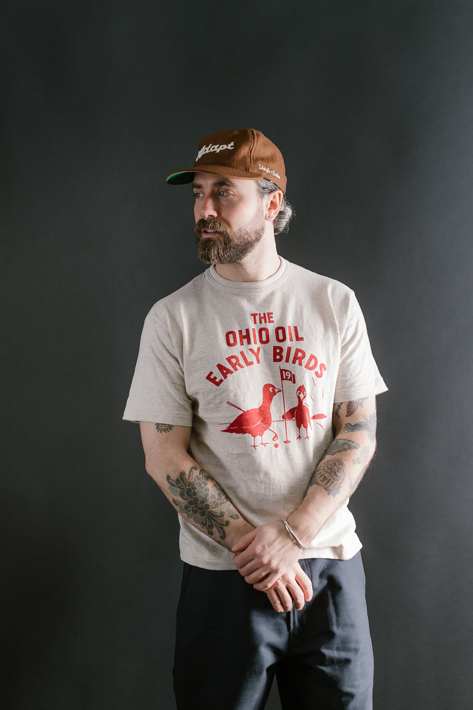 Lot 4601 - Early Bird Print T-Shirt - Oatmeal, Red