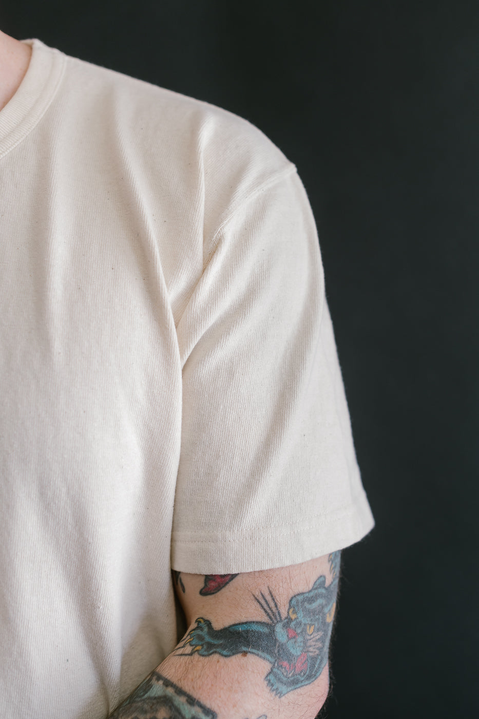 ELS Recycled Cotton Slub Crewneck T-Shirt - Ecru