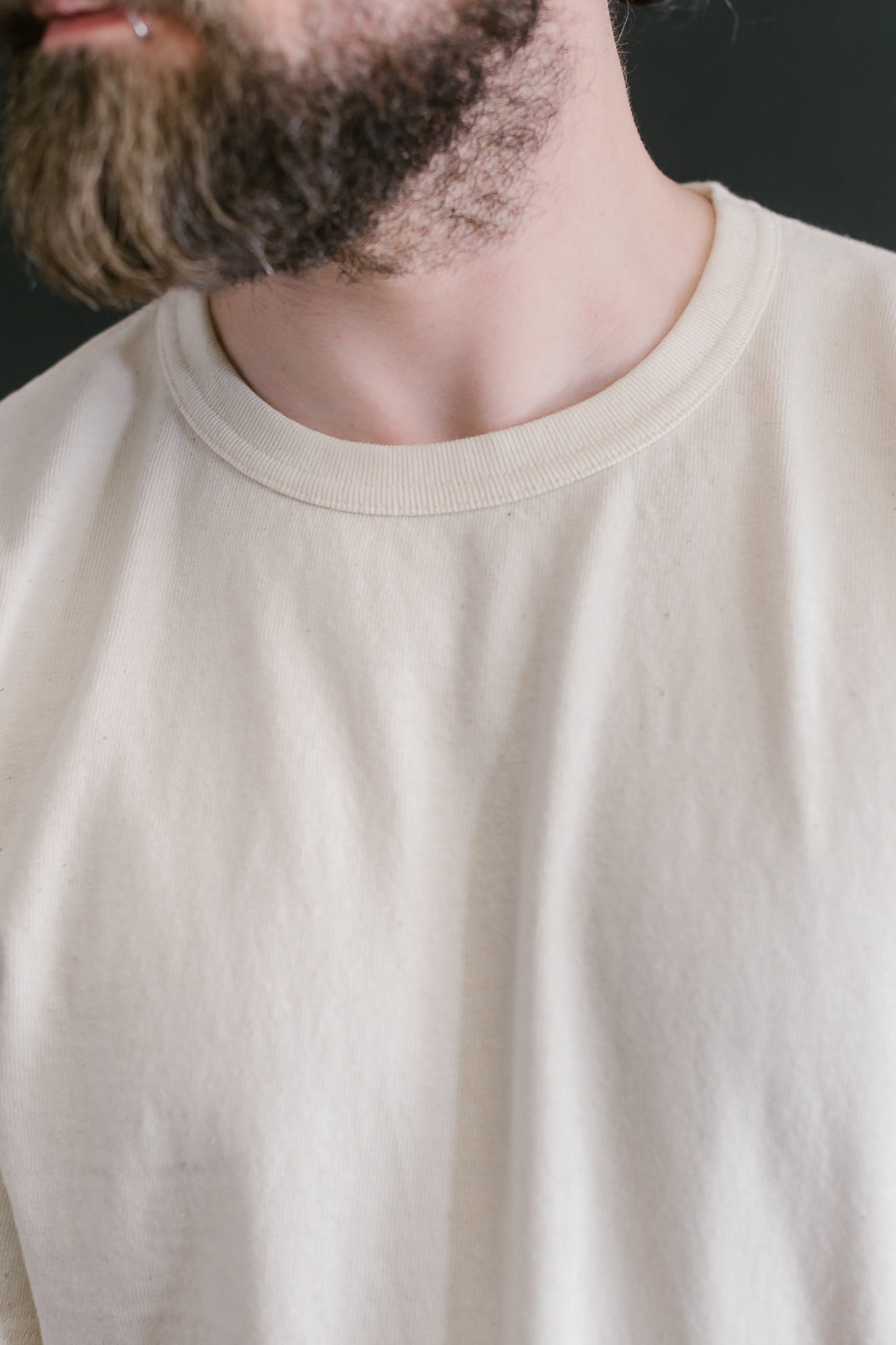 ELS Recycled Cotton Slub Crewneck T-Shirt - Ecru