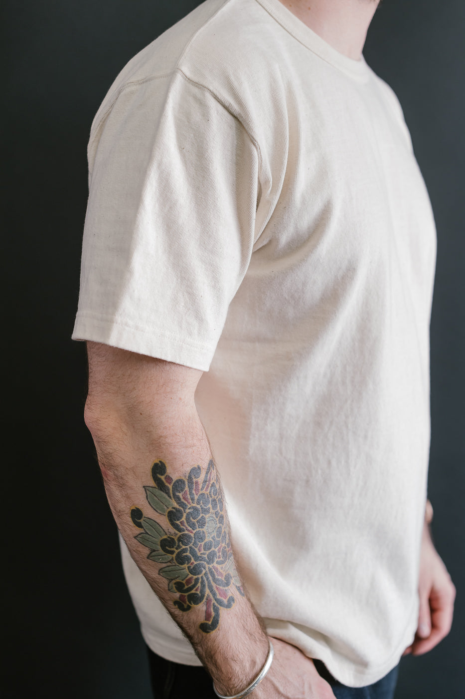 ELS Recycled Cotton Slub Crewneck T-Shirt - Ecru