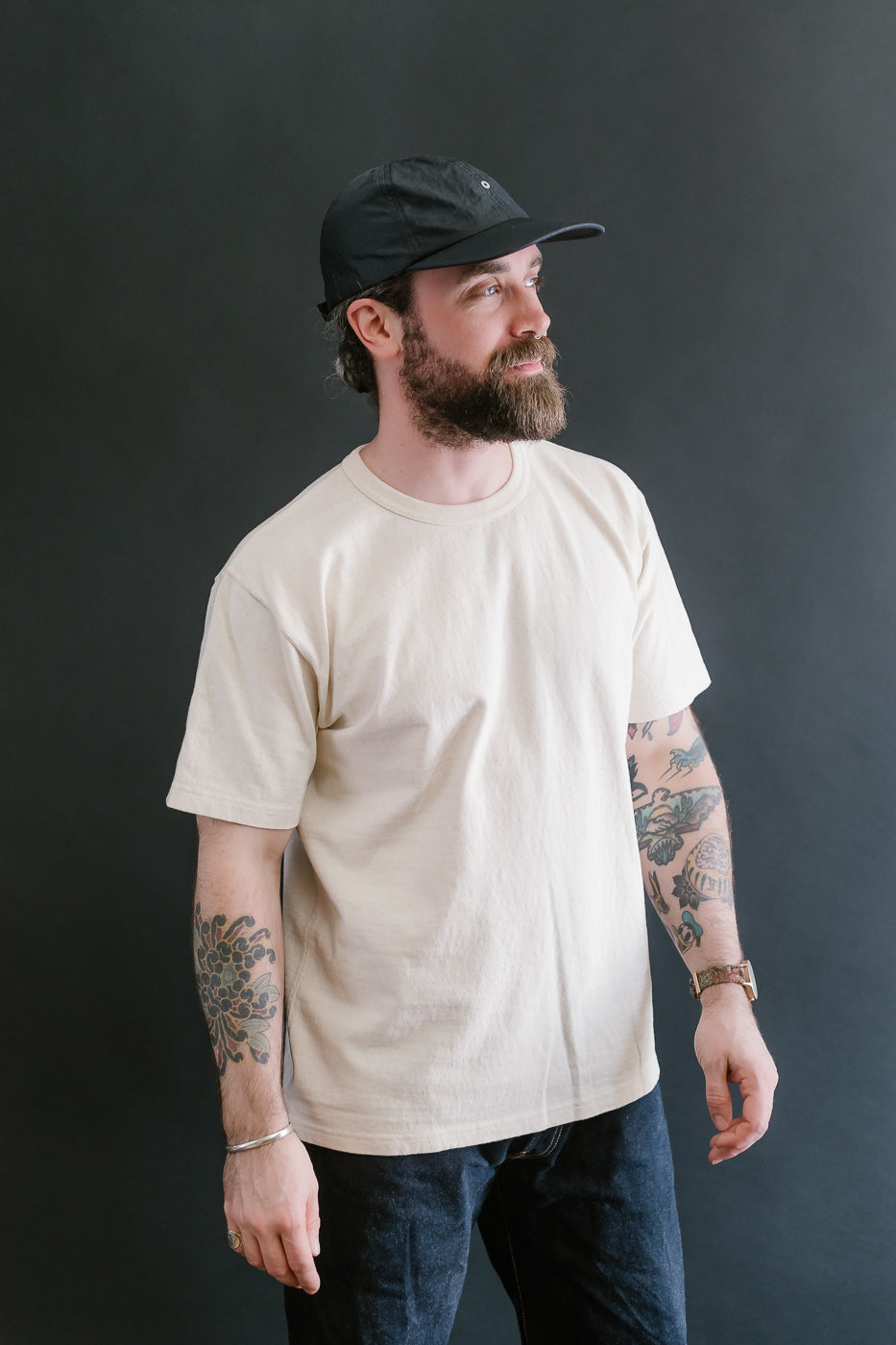 ELS Recycled Cotton Slub Crewneck T-Shirt - Ecru