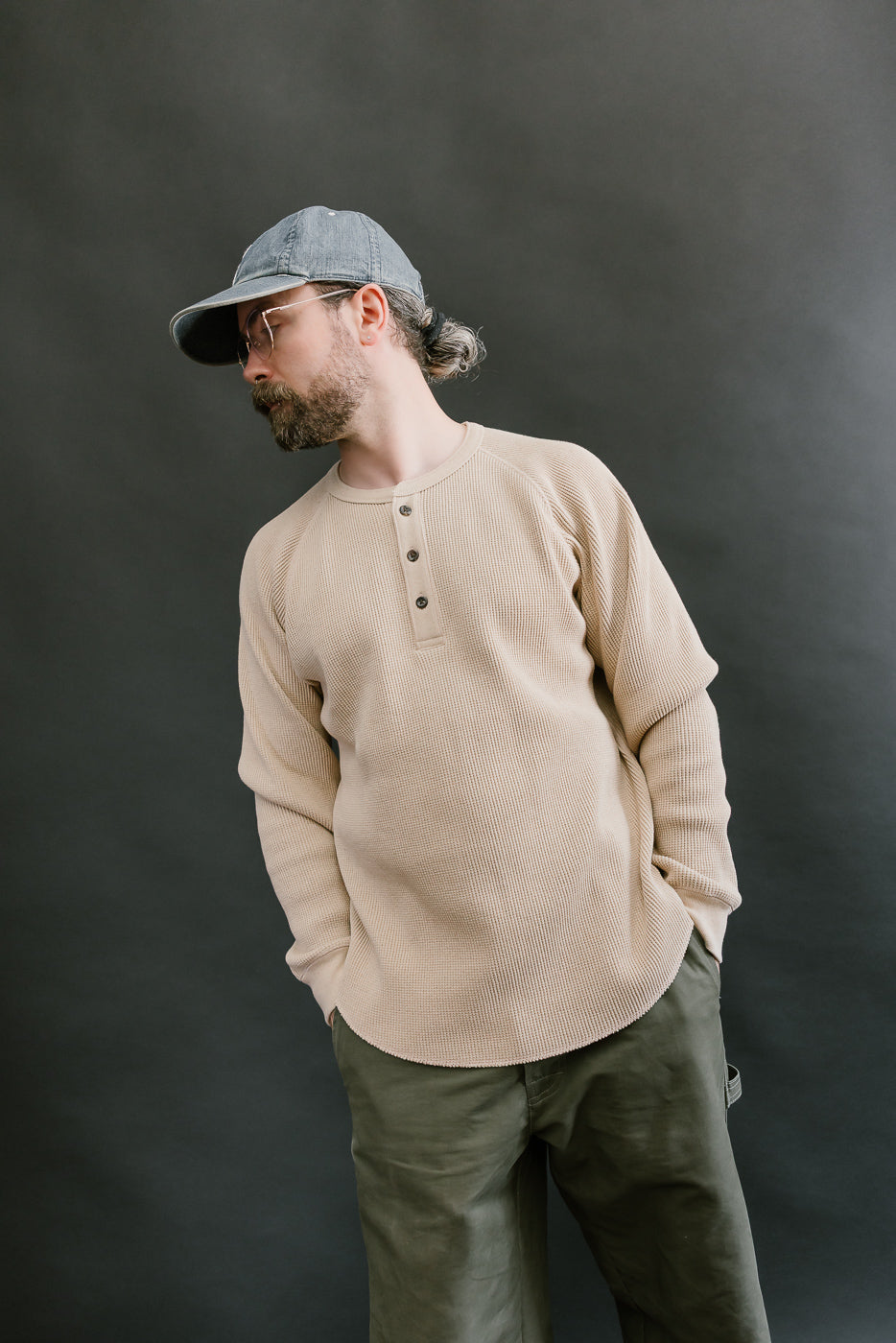 Foxfibre® Heavyweight Waffle Henley - Coyote 15