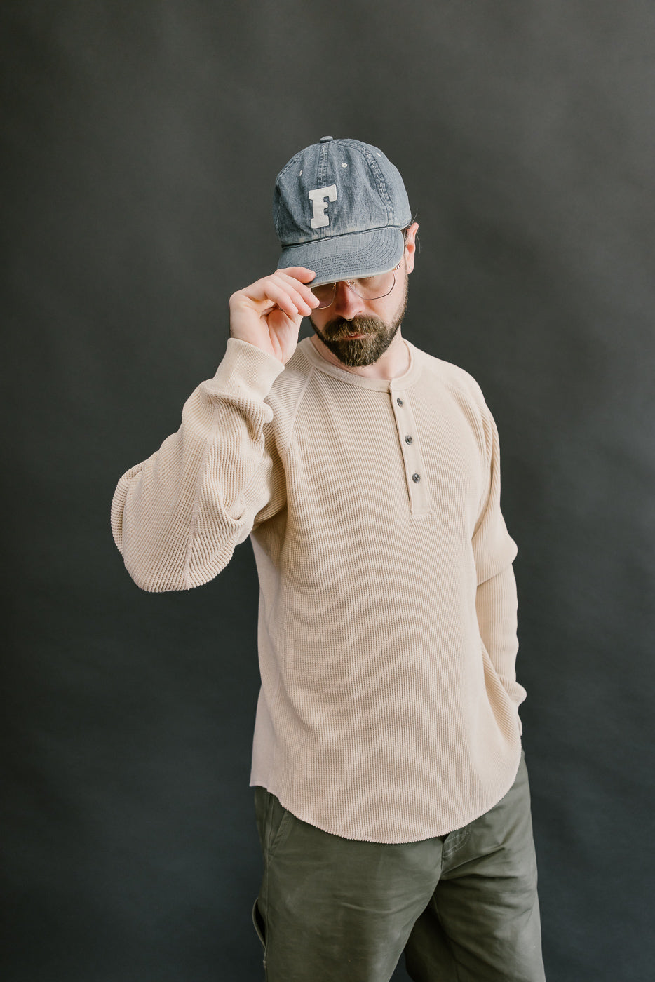 Foxfibre® Heavyweight Waffle Henley - Coyote 15