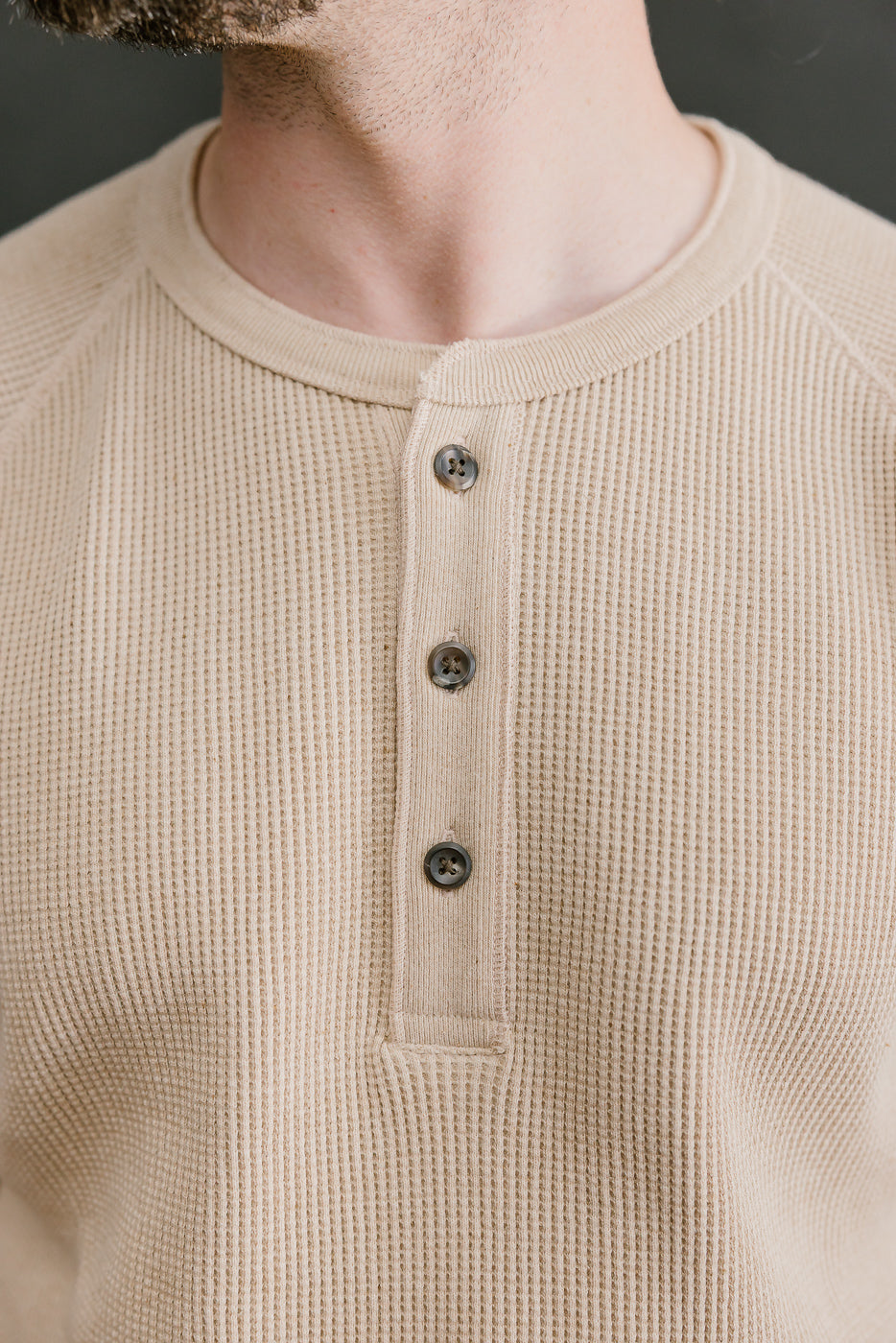 Foxfibre® Heavyweight Waffle Henley - Coyote 15