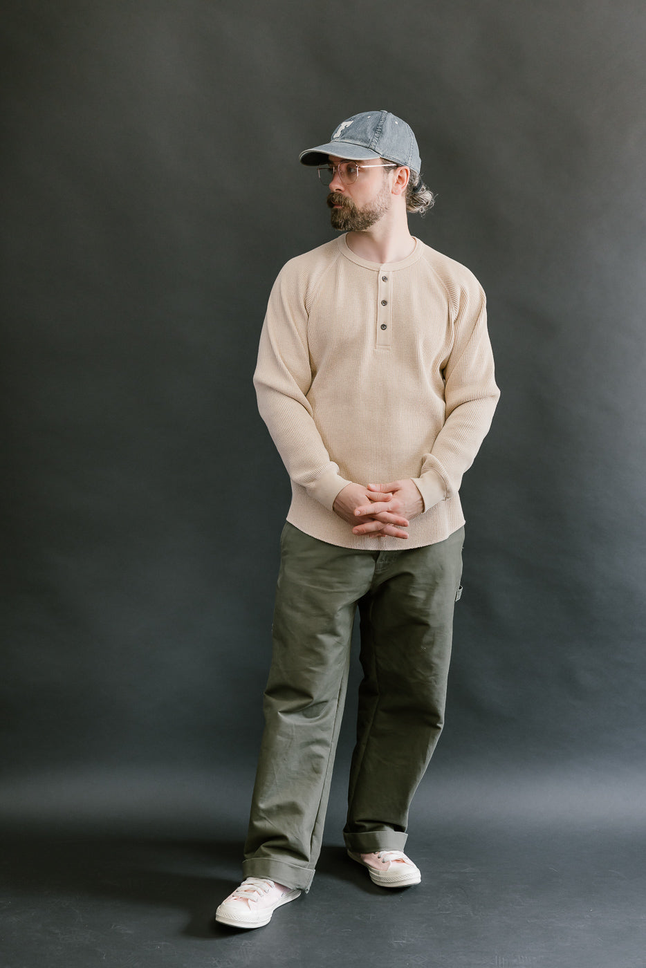 Foxfibre® Heavyweight Waffle Henley - Coyote 15
