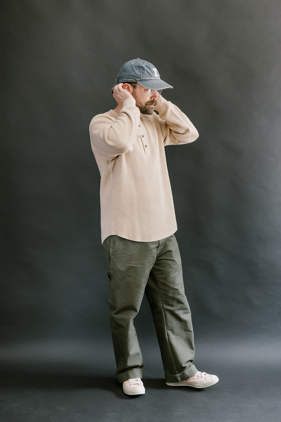Foxfibre® Heavyweight Waffle Henley - Coyote 15