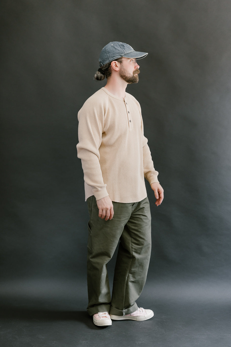 Foxfibre® Heavyweight Waffle Henley - Coyote 15