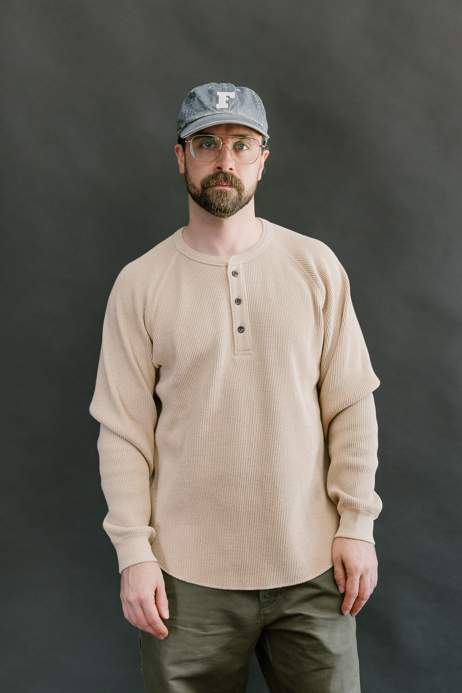Foxfibre® Heavyweight Waffle Henley - Coyote 15