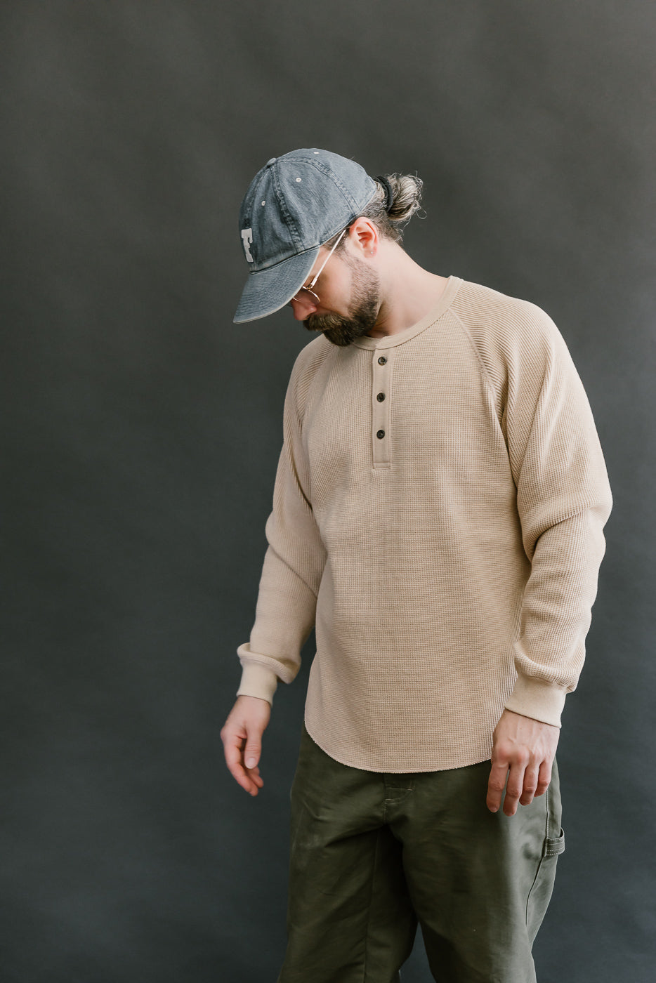 Foxfibre® Heavyweight Waffle Henley - Coyote 15