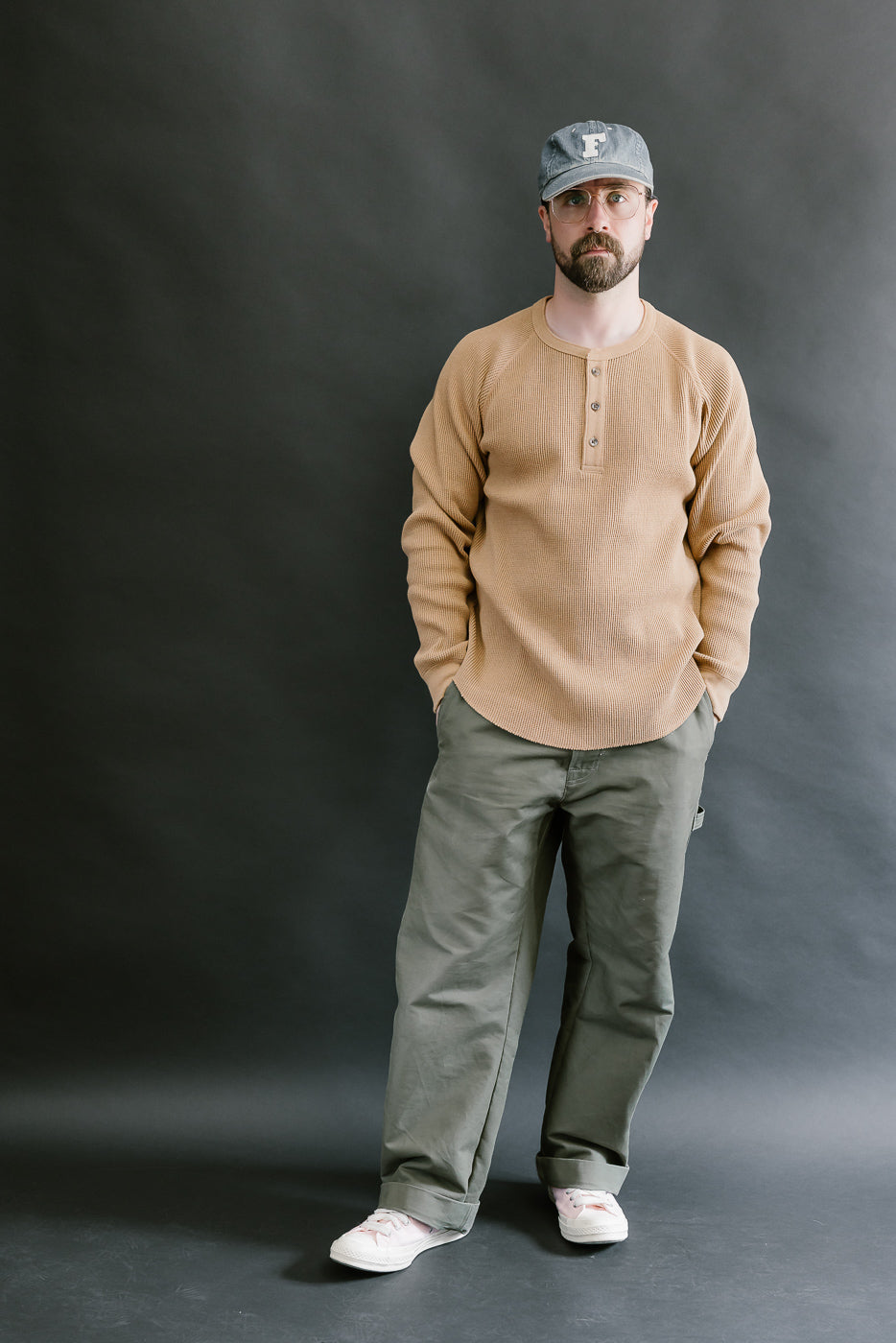 Foxfibre® Heavyweight Waffle Henley - Coyote 70