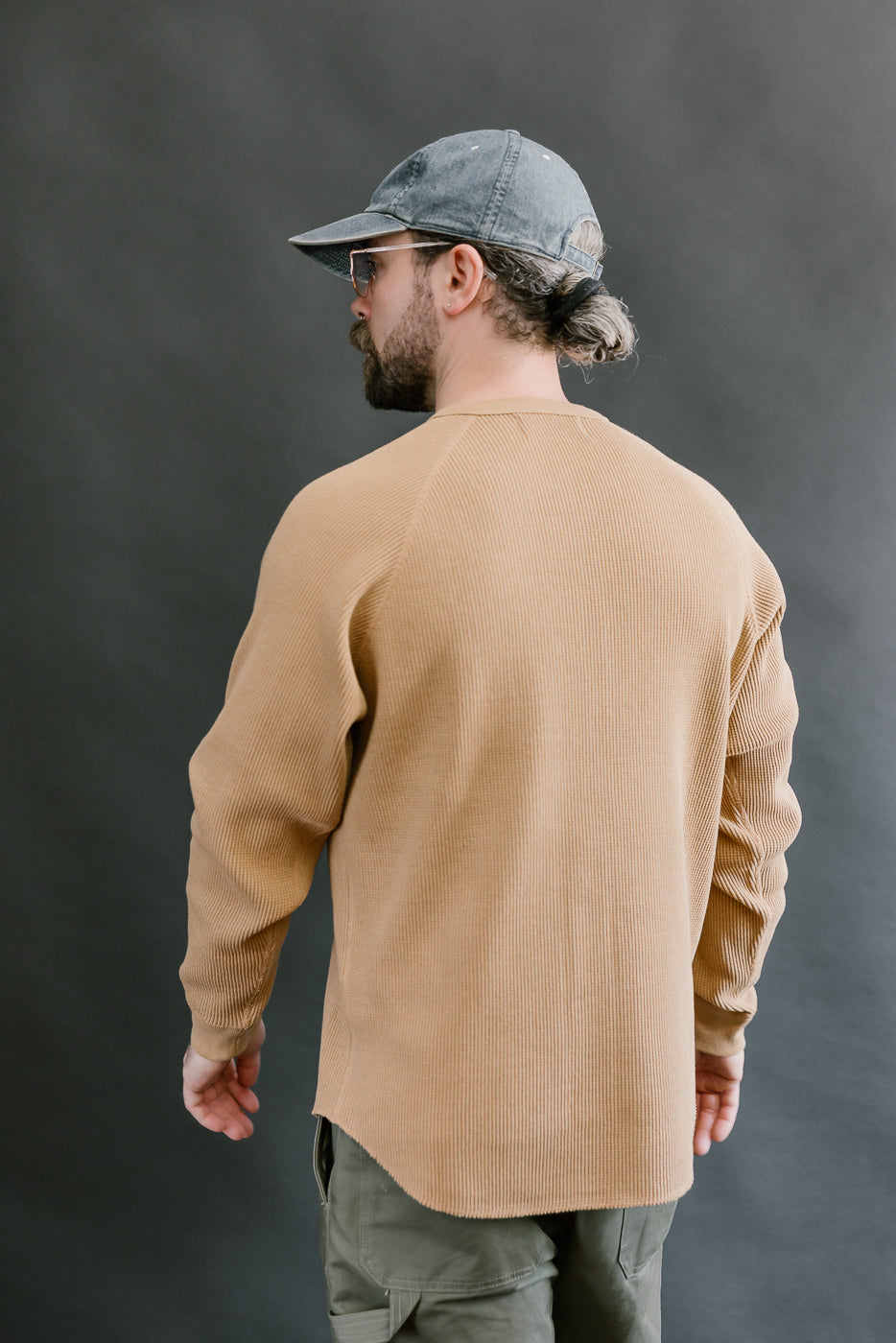 Foxfibre® Heavyweight Waffle Henley - Coyote 70