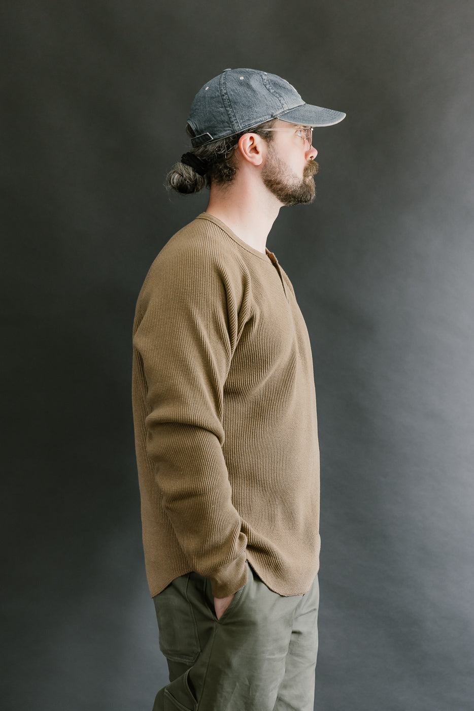 Foxfibre® Heavyweight Waffle Henley Iron Mordant - Coyote 80