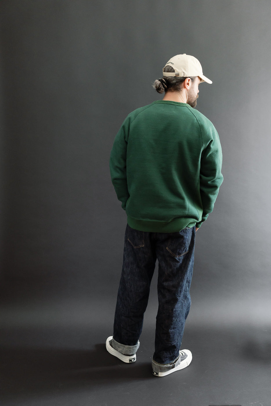 Full body back view of a male model, 5'9