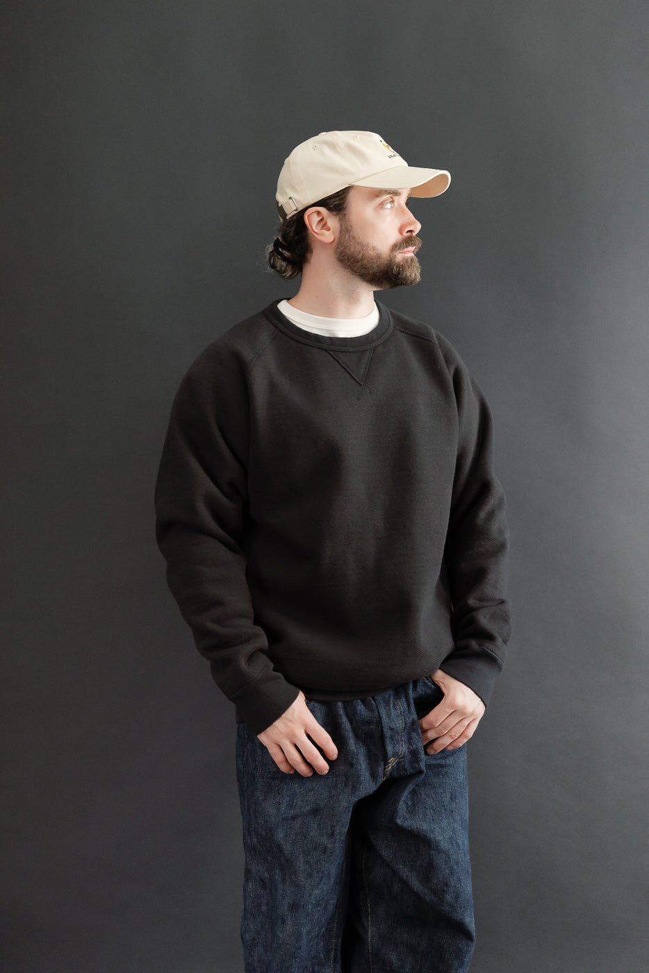 Full body, profile view of a 5'9