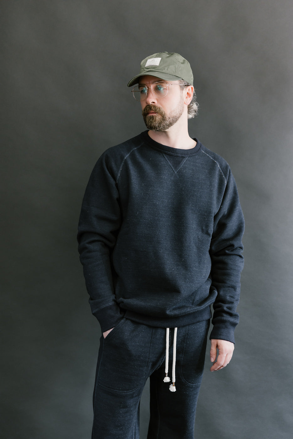Pullover Crewneck - Real Indigo Blanket Striped French Terry