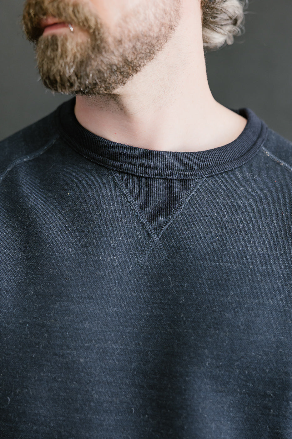 Pullover Crewneck - Real Indigo Blanket Striped French Terry