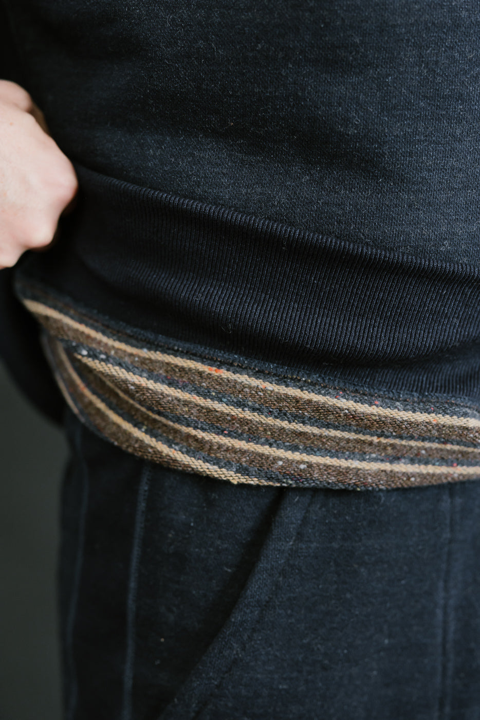 Pullover Crewneck - Real Indigo Blanket Striped French Terry