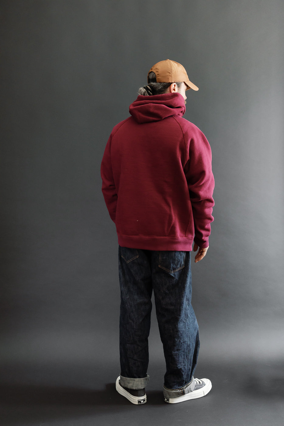 Full body back view of a male model, 5'9