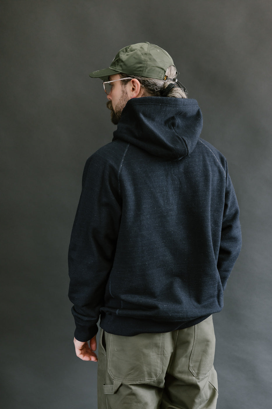 Pullover Hoodie - Real Indigo Blanket Striped French Terry