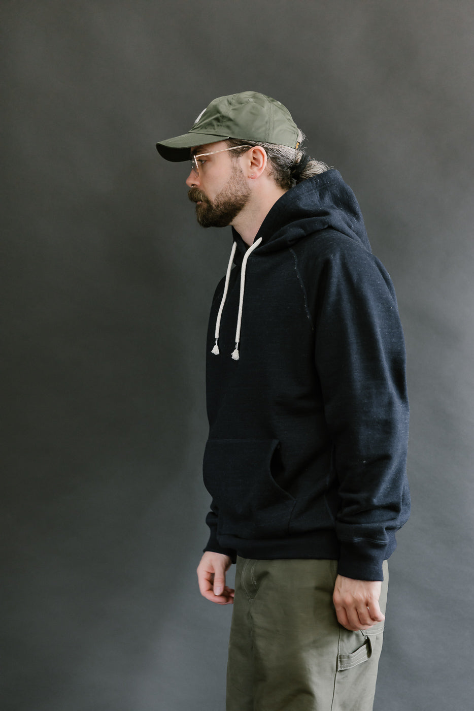 Pullover Hoodie - Real Indigo Blanket Striped French Terry