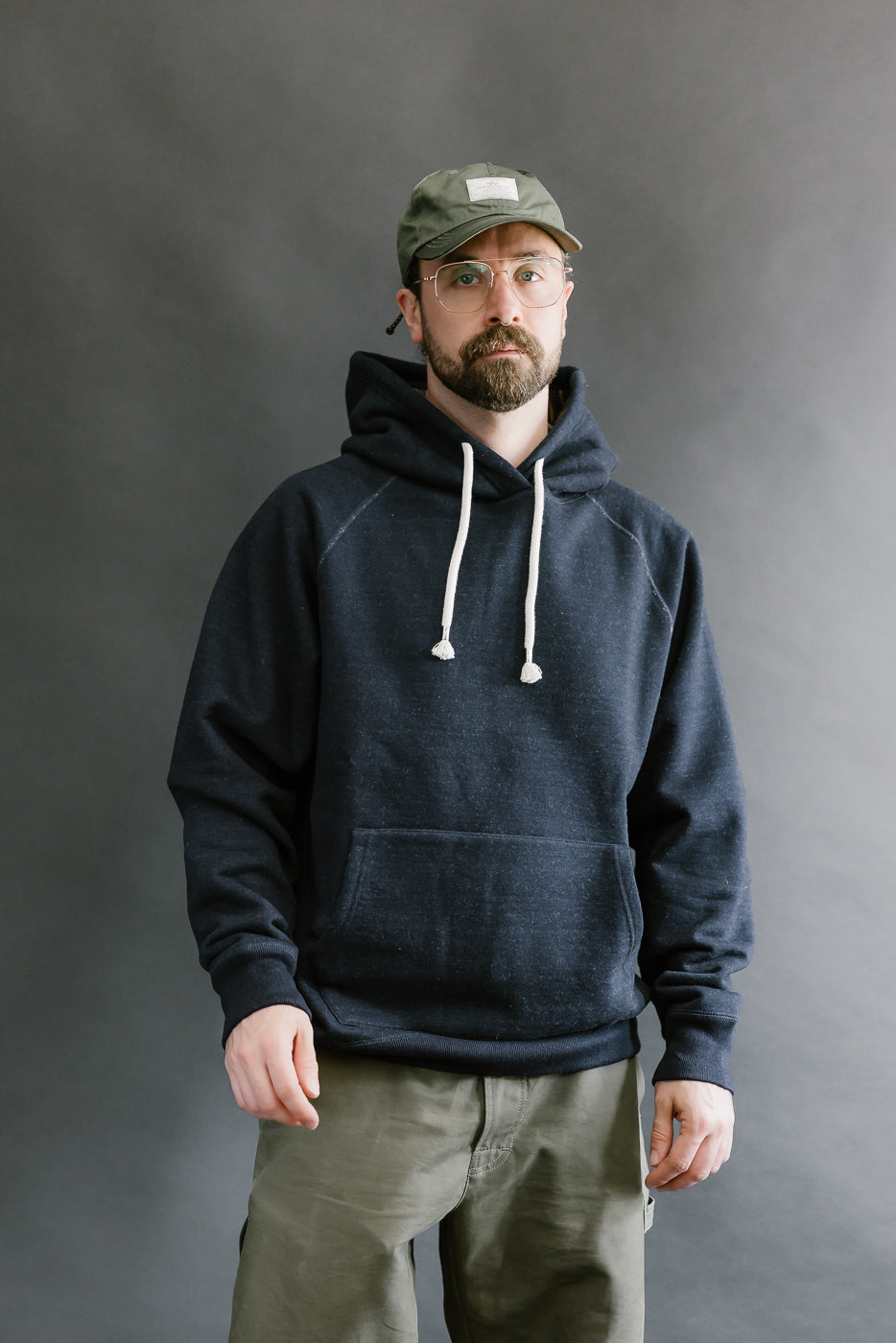 Pullover Hoodie - Real Indigo Blanket Striped French Terry