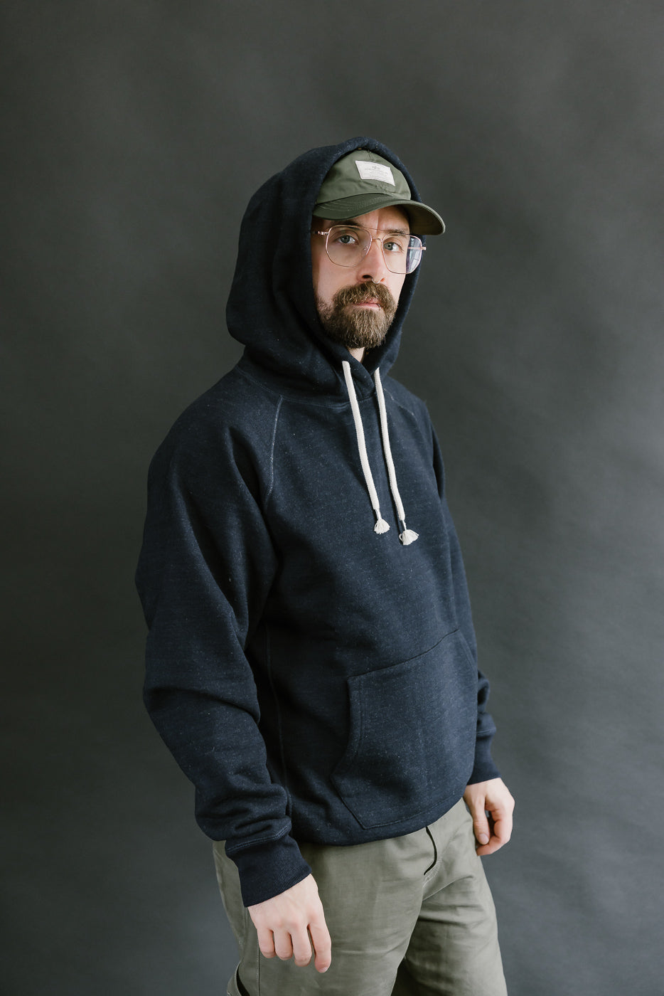 Pullover Hoodie - Real Indigo Blanket Striped French Terry