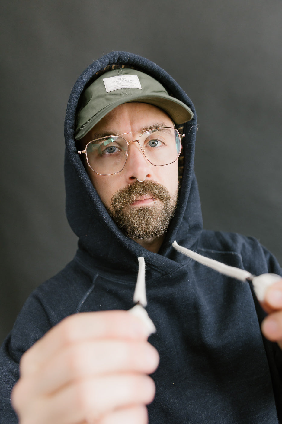 Pullover Hoodie - Real Indigo Blanket Striped French Terry