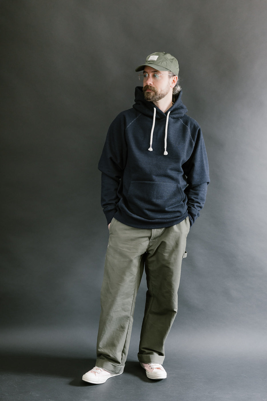 Pullover Hoodie - Real Indigo Blanket Striped French Terry