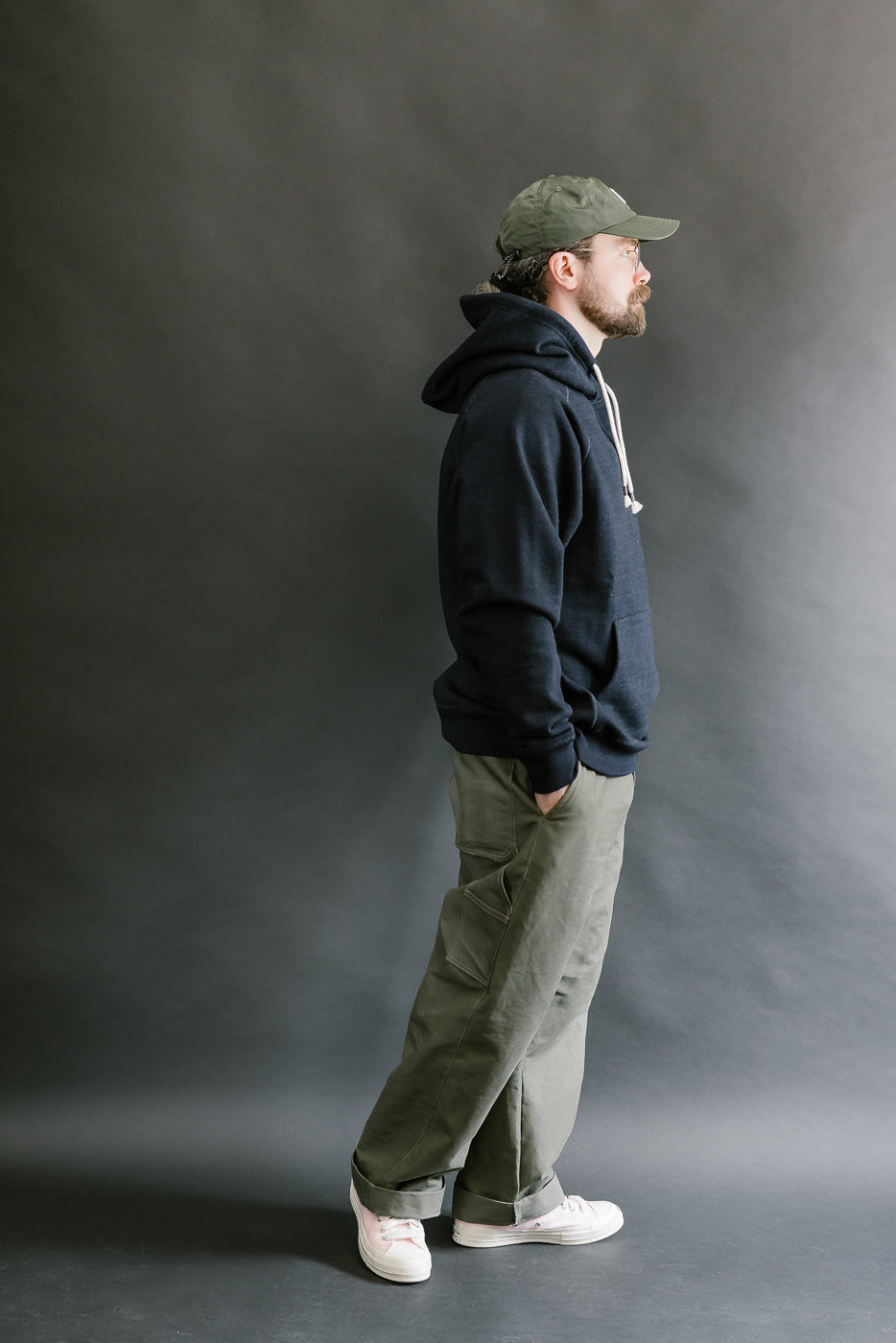 Pullover Hoodie - Real Indigo Blanket Striped French Terry