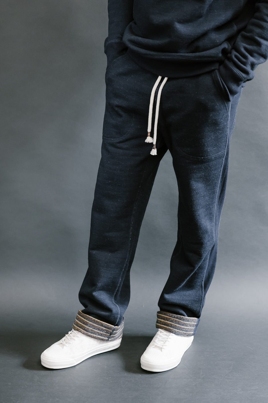 Sweat Pants - Real Indigo Blanket Striped French Terry