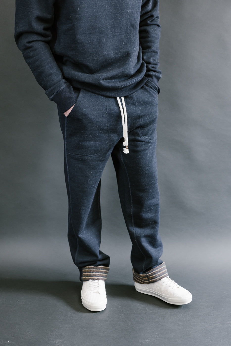 Sweat Pants - Real Indigo Blanket Striped French Terry