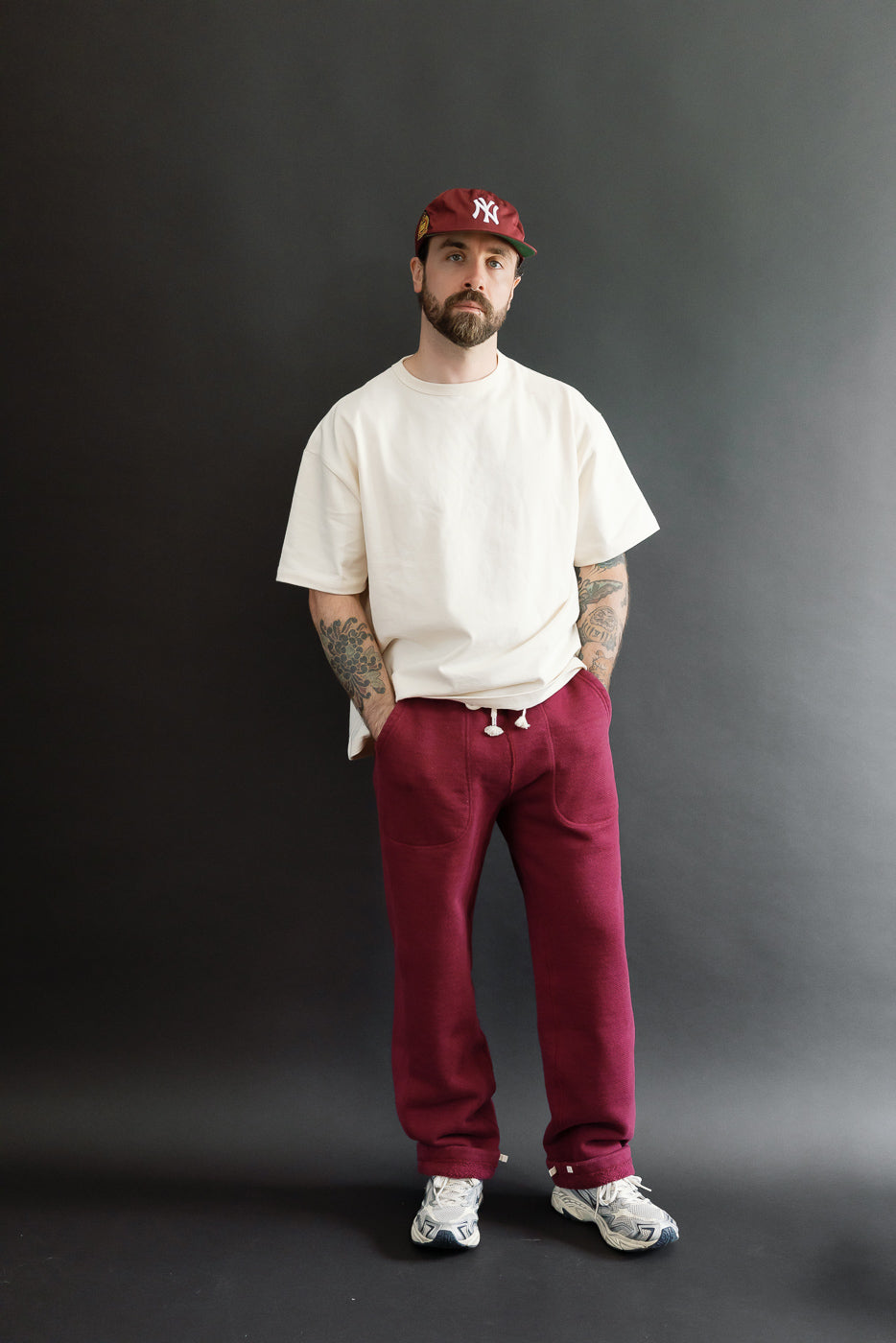 Full body front view of male model (5'9