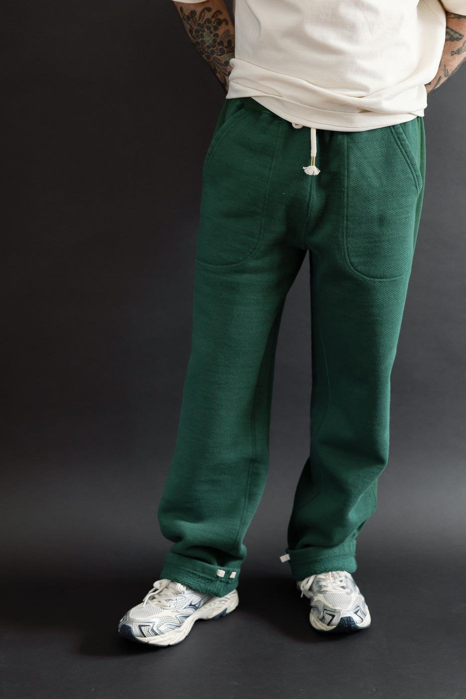 Full body front view of male model, 5'9