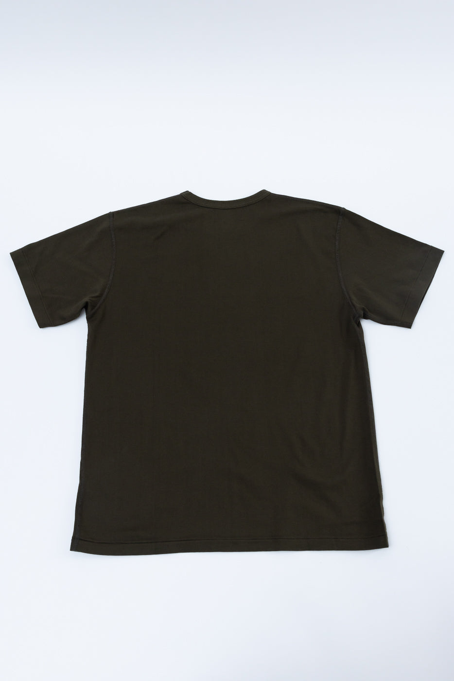 Ultimate Pima Tsuriami Crewneck T-Shirt - Khaki, a smooth, short-sleeved tee, displayed flat, showcasing its minimalist design crafted from premium organic Pima cotton for a lightweight, year-round wear.