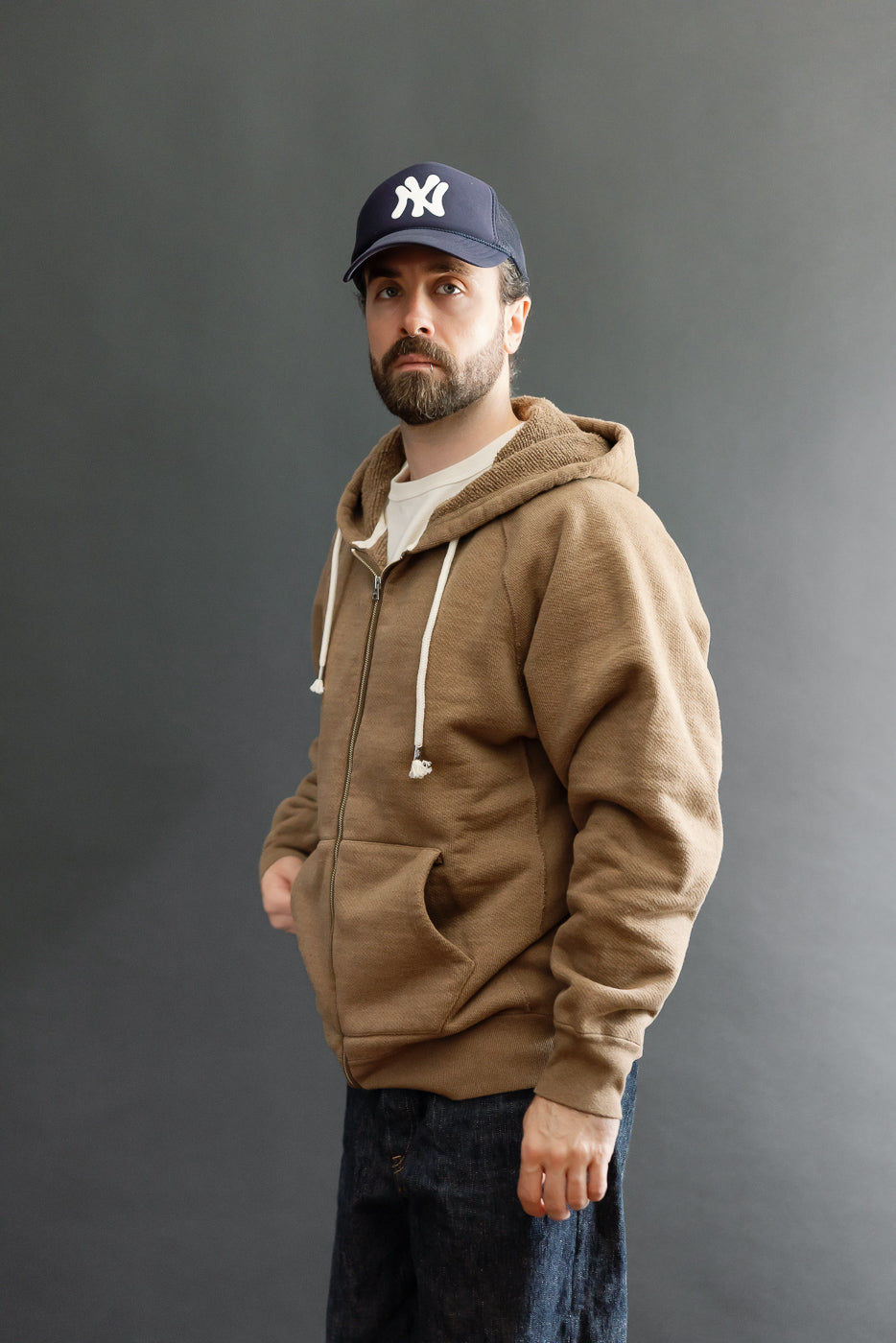 Front view, full body: male model (5'9