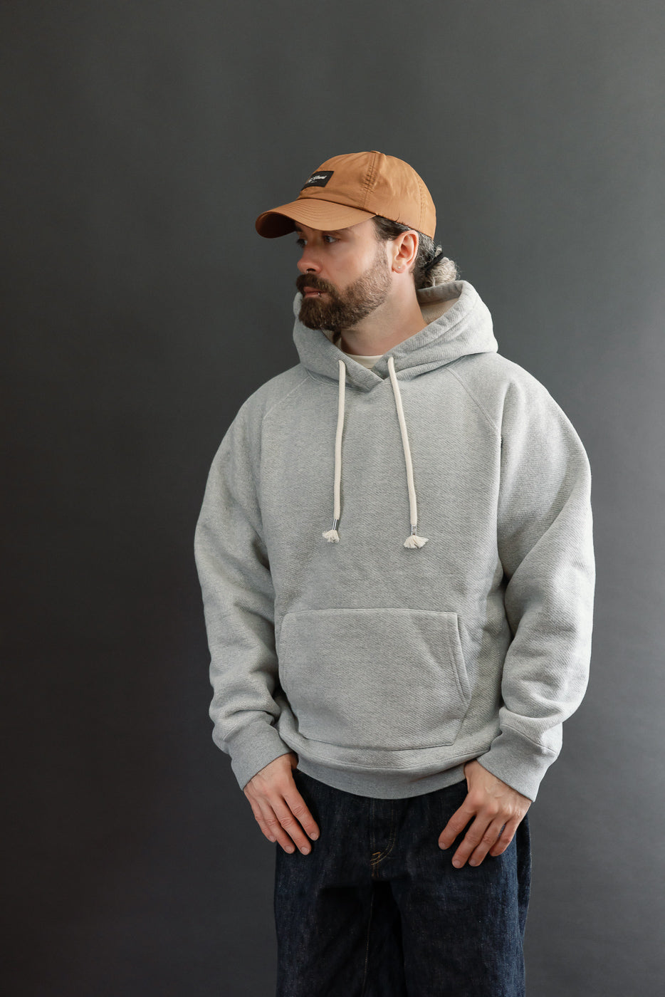 Full body front view of a male model, 5'9