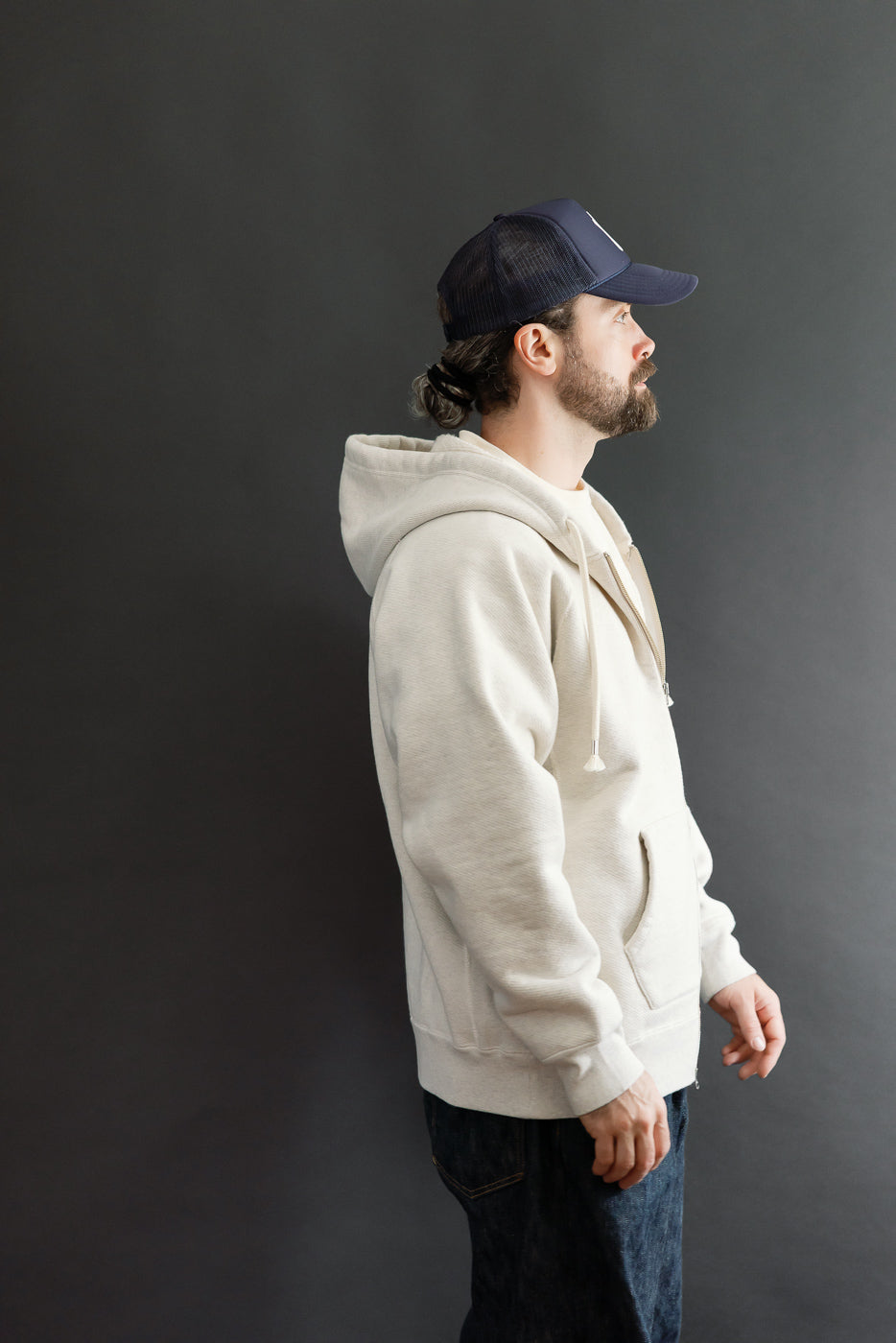 Side profile, full body view of a 5'9