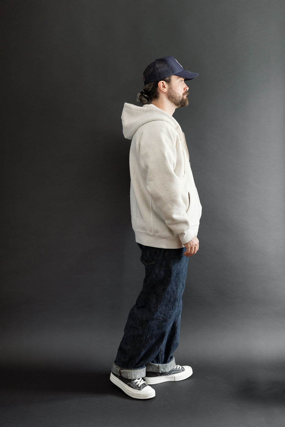 Full body side view of a 5'9